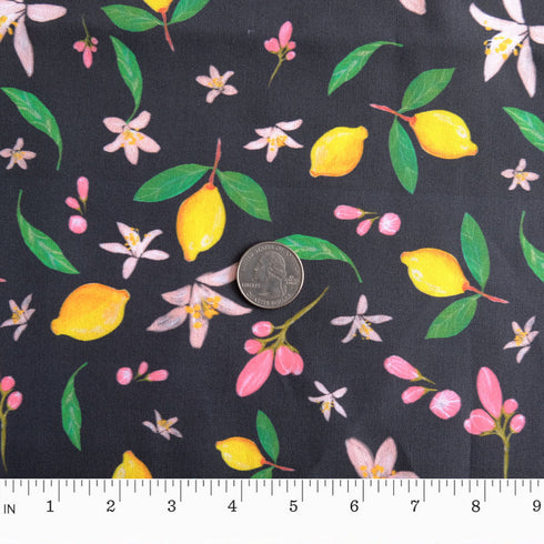 Lemon Dark Grey Cotton